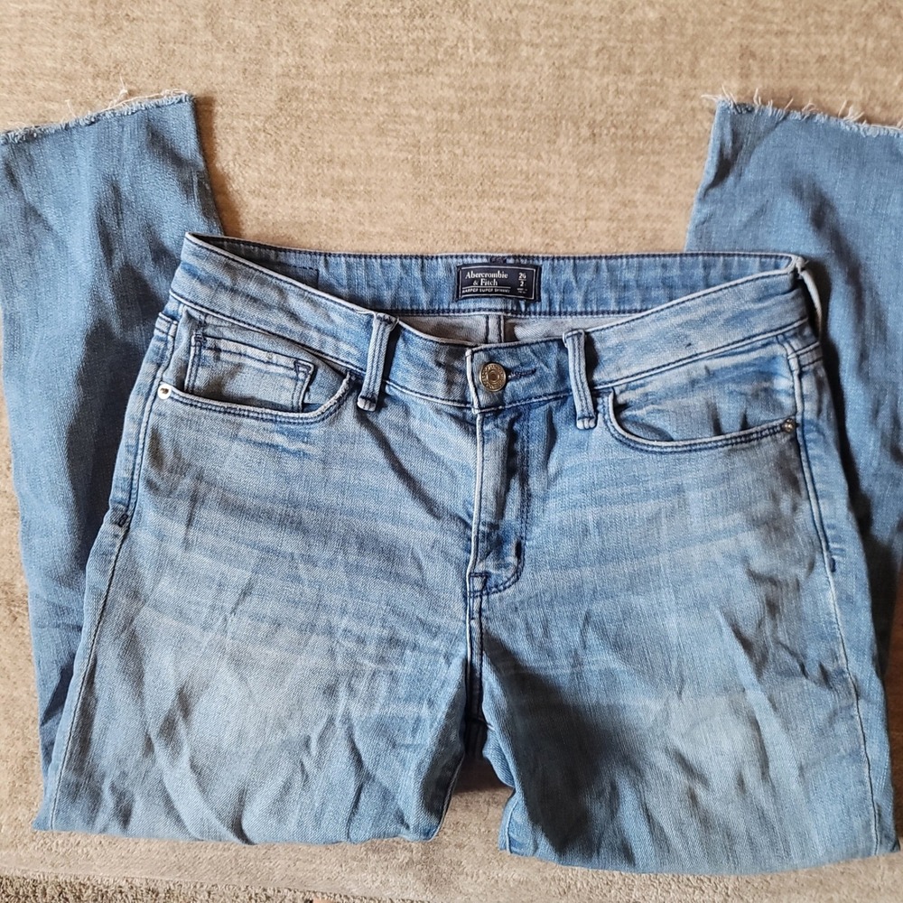 Abercrombie & Fitch Harper Super Skinny Distress Raw Hem Jeans Womens Size 26 2